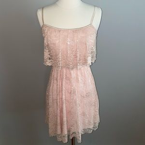Light Pink Lace Ruffle Dress